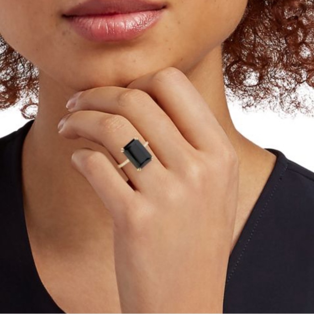 $1,595 New Authentic EFFY 14K Yellow Gold, Onyx & Diamond Ring size 7 - Picture 4 of 17